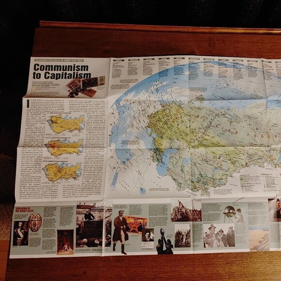 NATIONAL GEOGRAPHIC Communism to Capitalism Map of the Former Soviet Union 1993 - Picture 2 of 5